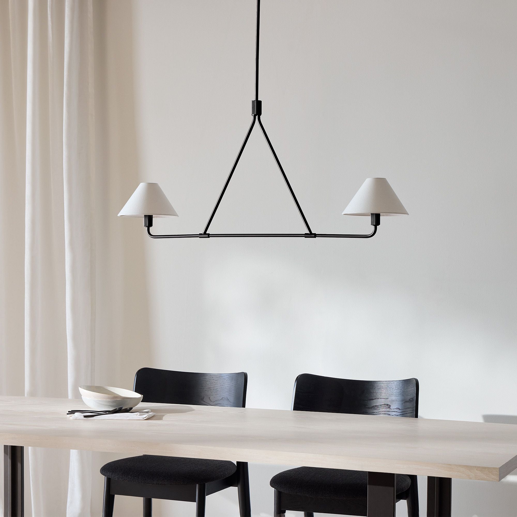 Diora Pendant Light -  Modern Metal Fixture with Linen Shades