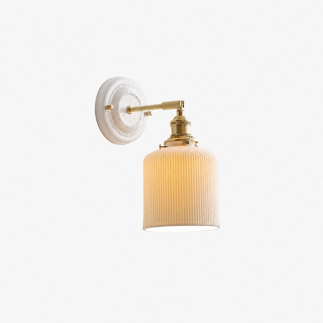 Vintage Japanese Ceramic Brass 1-Light Wall Sconce Lamp