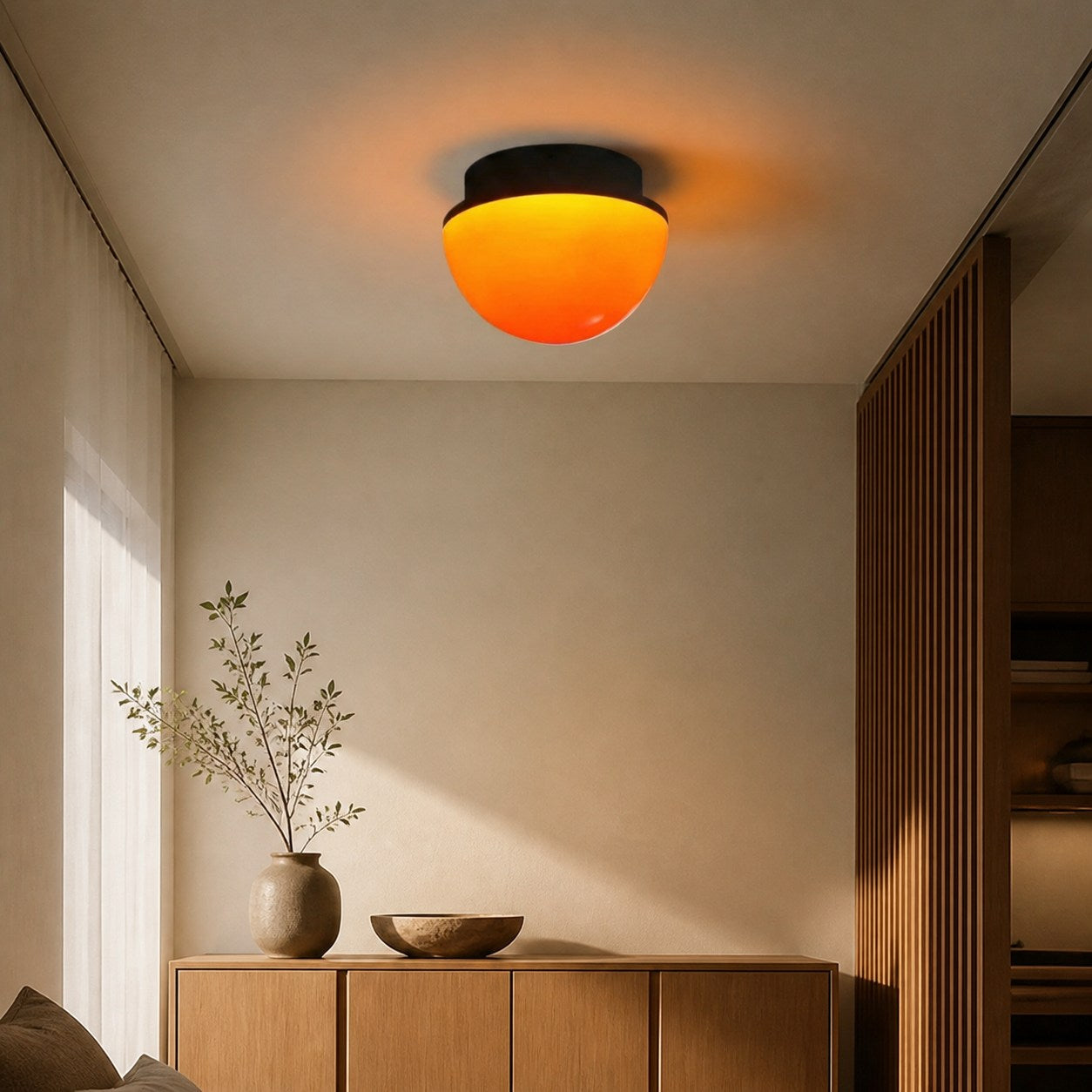 Sunset Glow Acrylic LED Ceiling Light with Ambient Dome for Living Room and Bedroom