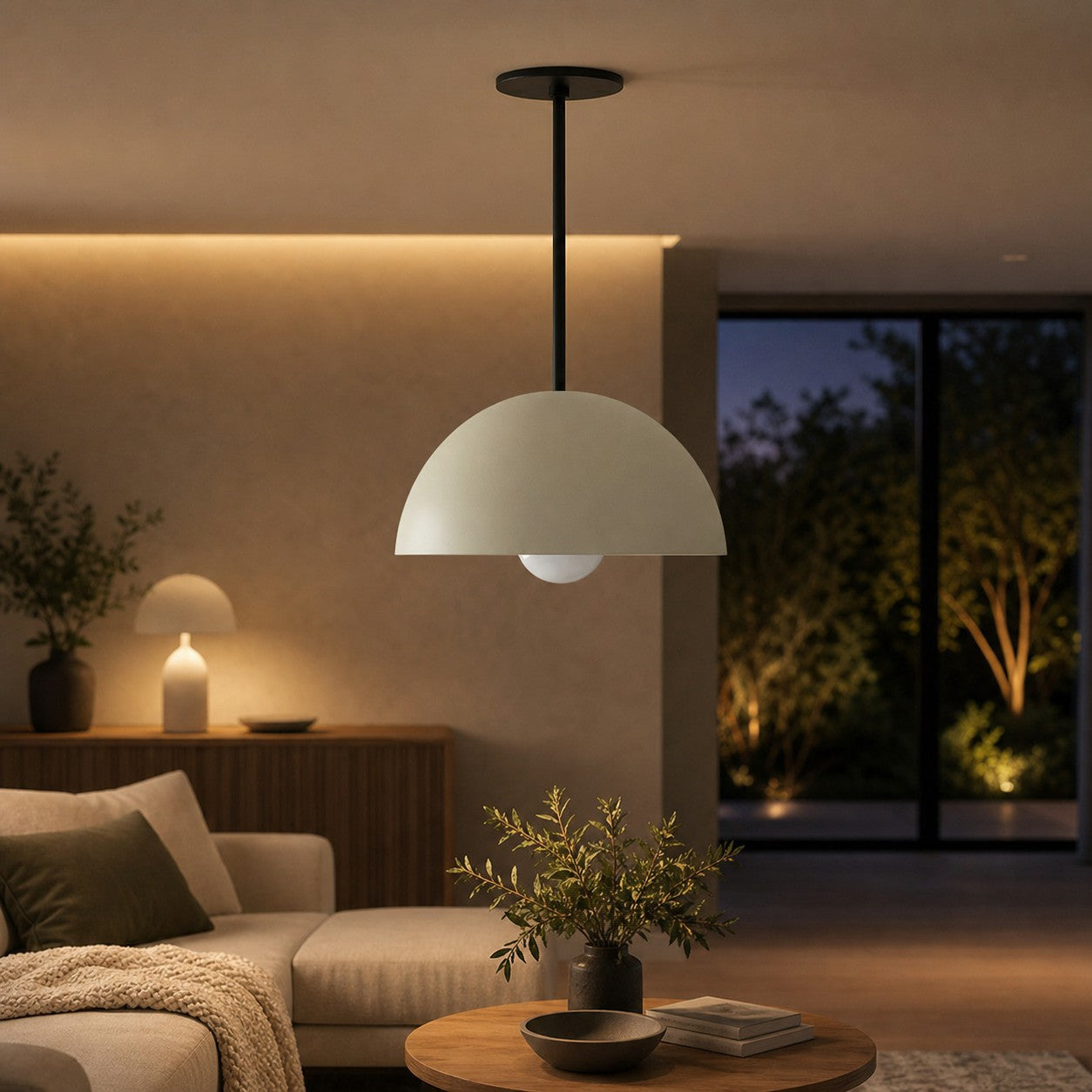 Metio Dome Neutral Dome Pendant - Modern Metal Accent Lighting