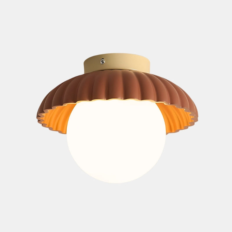 Modern Cream Alien Ceiling Light -  Flower Bud Stained Glass Flush Light