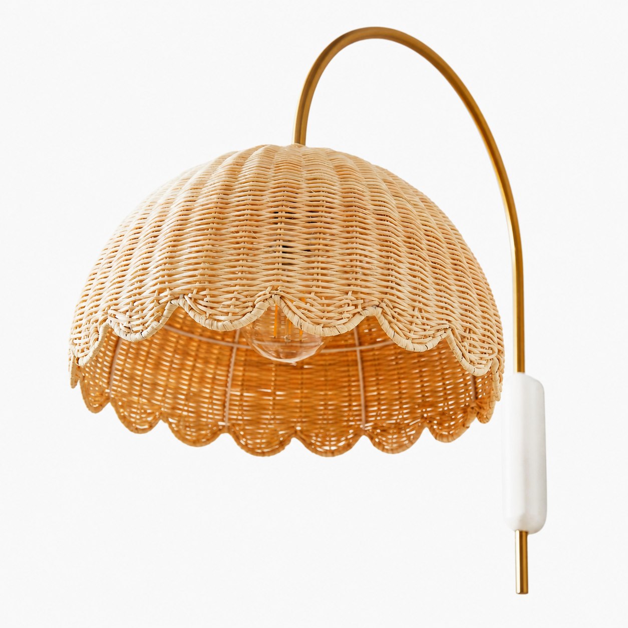 Olvara Scalloped Rattan Bubble Sconce - Whimsical Wall Lamp for Nurseries