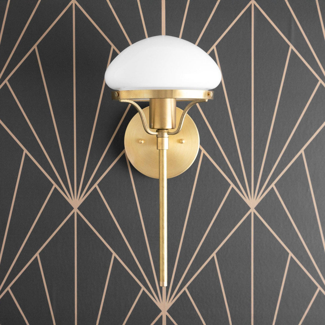 Ornato Luxe Modern Art Deco Wall Light - Opal Glass Globe Sconce - Brass or Black