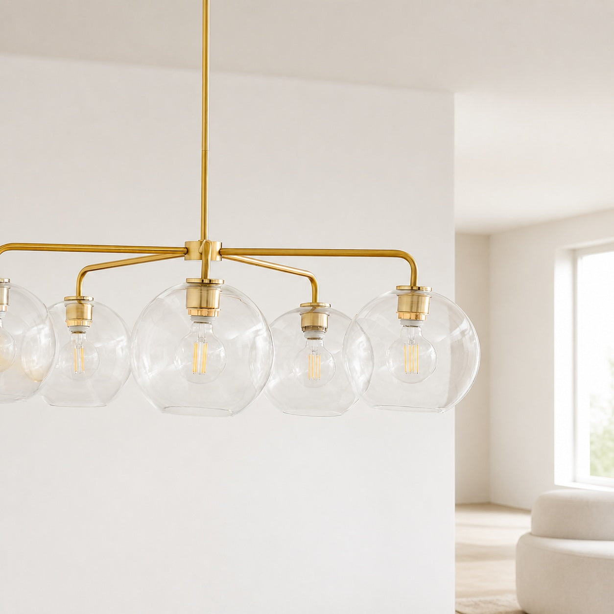 Selvion Elegant 5-Light Globe Chandelier – Modern Glass Pendant Lighting Fixture