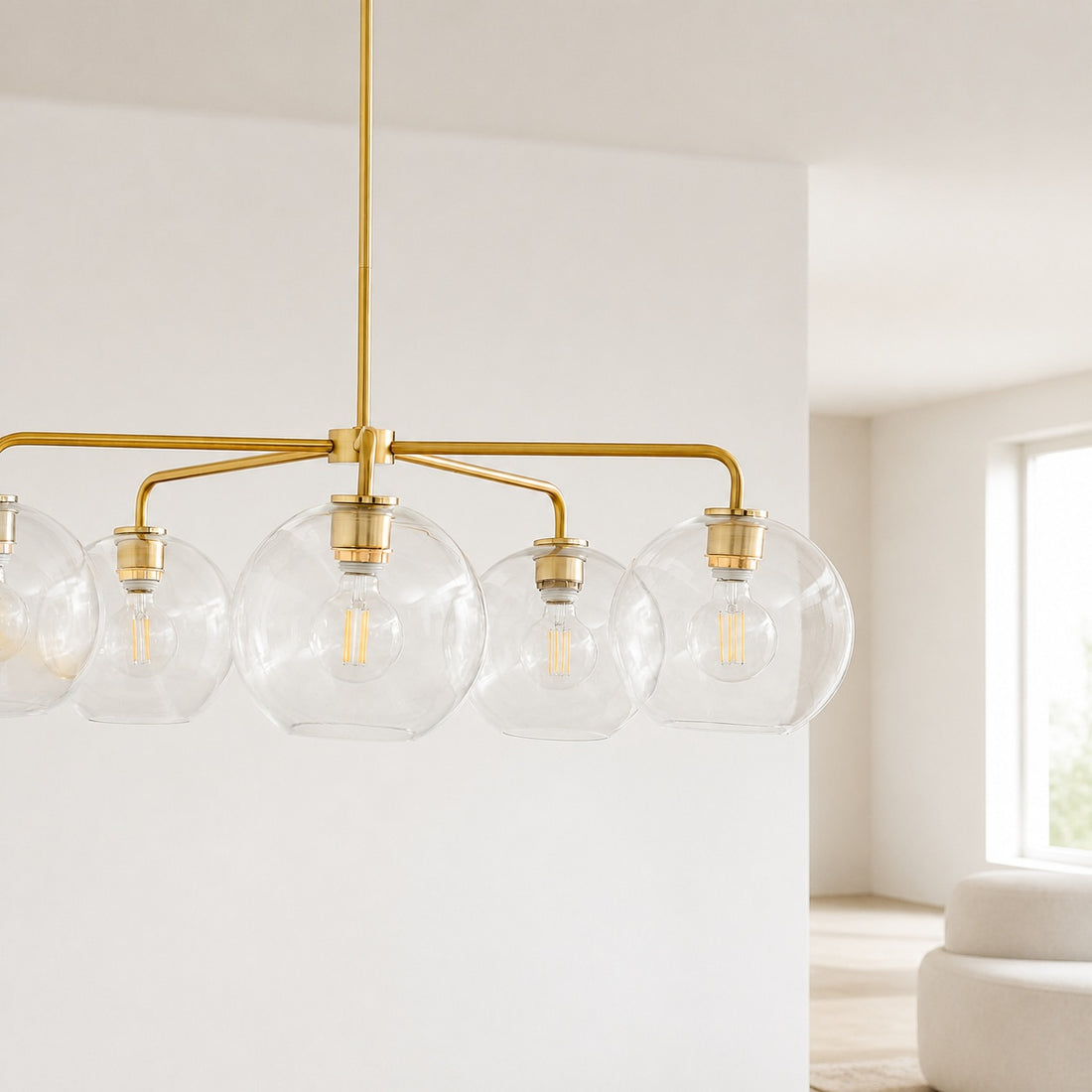 Selvion Elegant 5-Light Globe Chandelier – Modern Glass Pendant Lighting Fixture