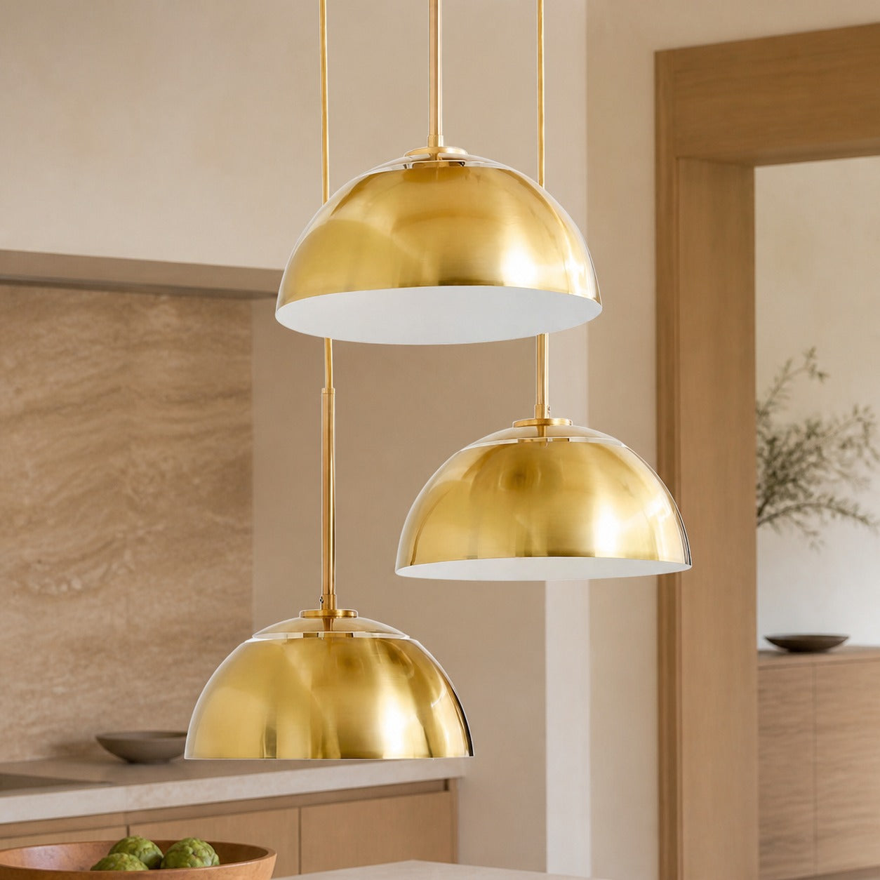 Parvion Modern Adjustable 3-Head Sculptural Metal Pendant Light