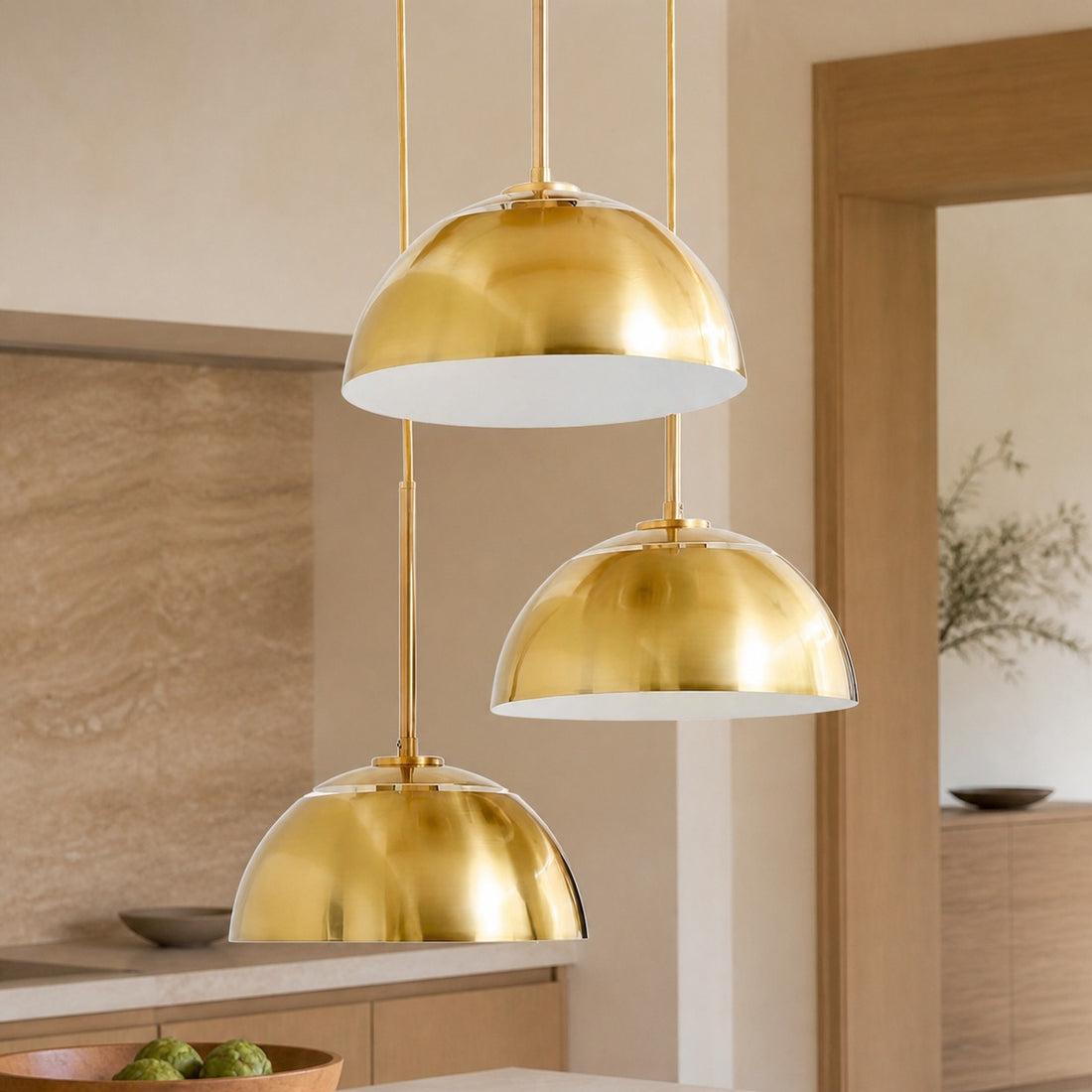 Parvion Modern Adjustable 3-Head Sculptural Metal Pendant Light