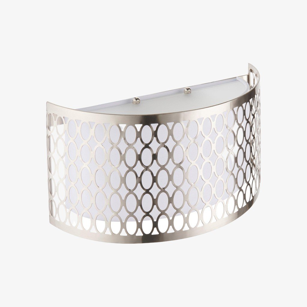 Liorin Fretwork Wall Light - Modern Curved Metal and Fabric Shade Sconce for Hallway or Bedroom