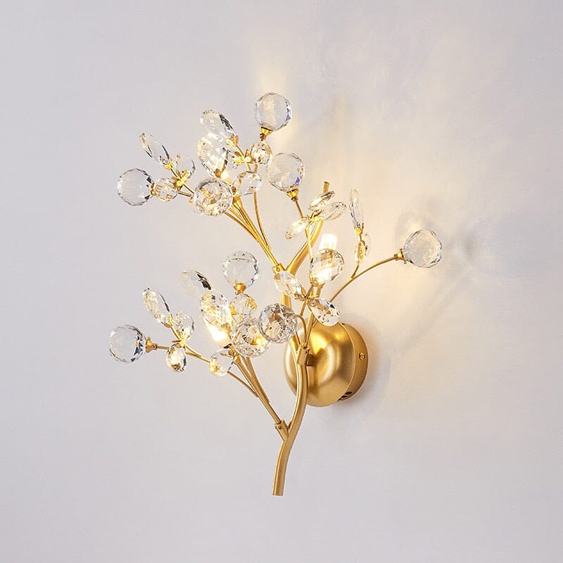 Romantic Flowers Branches Clear Crystal Wall Lamp