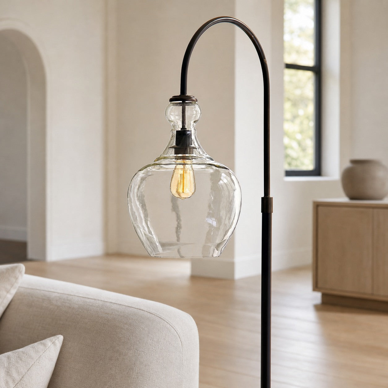 Lawson Recycled Glass Floor Lamp - Unique Brass Finish Aluminum Lighting