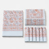 Folded mist blue floral cotton linen tablecloth set