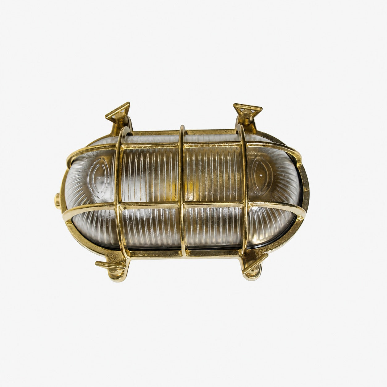 Ivoran Bulkhead Wall Sconce - Brass Caged Glass Vintage Industrial Light for Outdoor and Bathroom