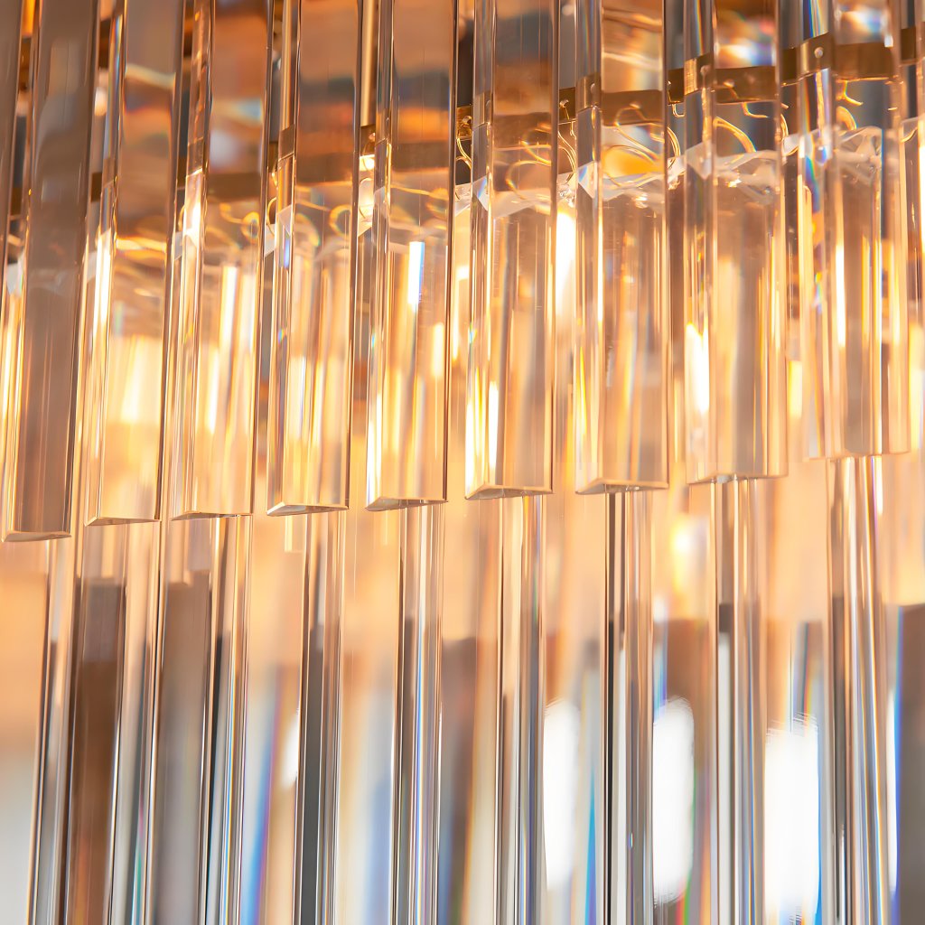 Vitralon Linear Pendant Lamp - Diamond-Shaped Glass Lampshade (Crystal-Clear) - Fits Living and Dining Rooms