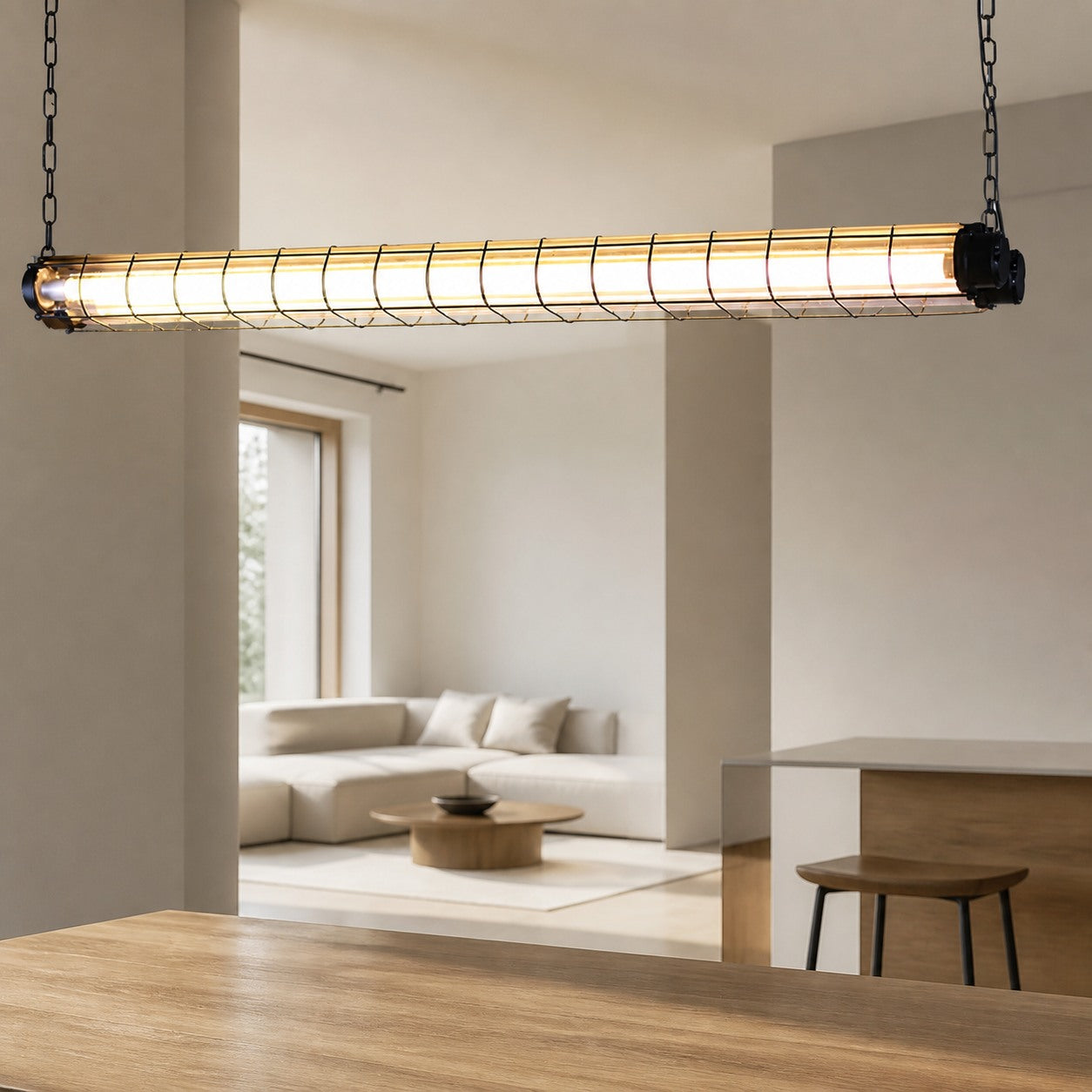 Modern Acrylic Linear LED Chandelier in Black or Silver