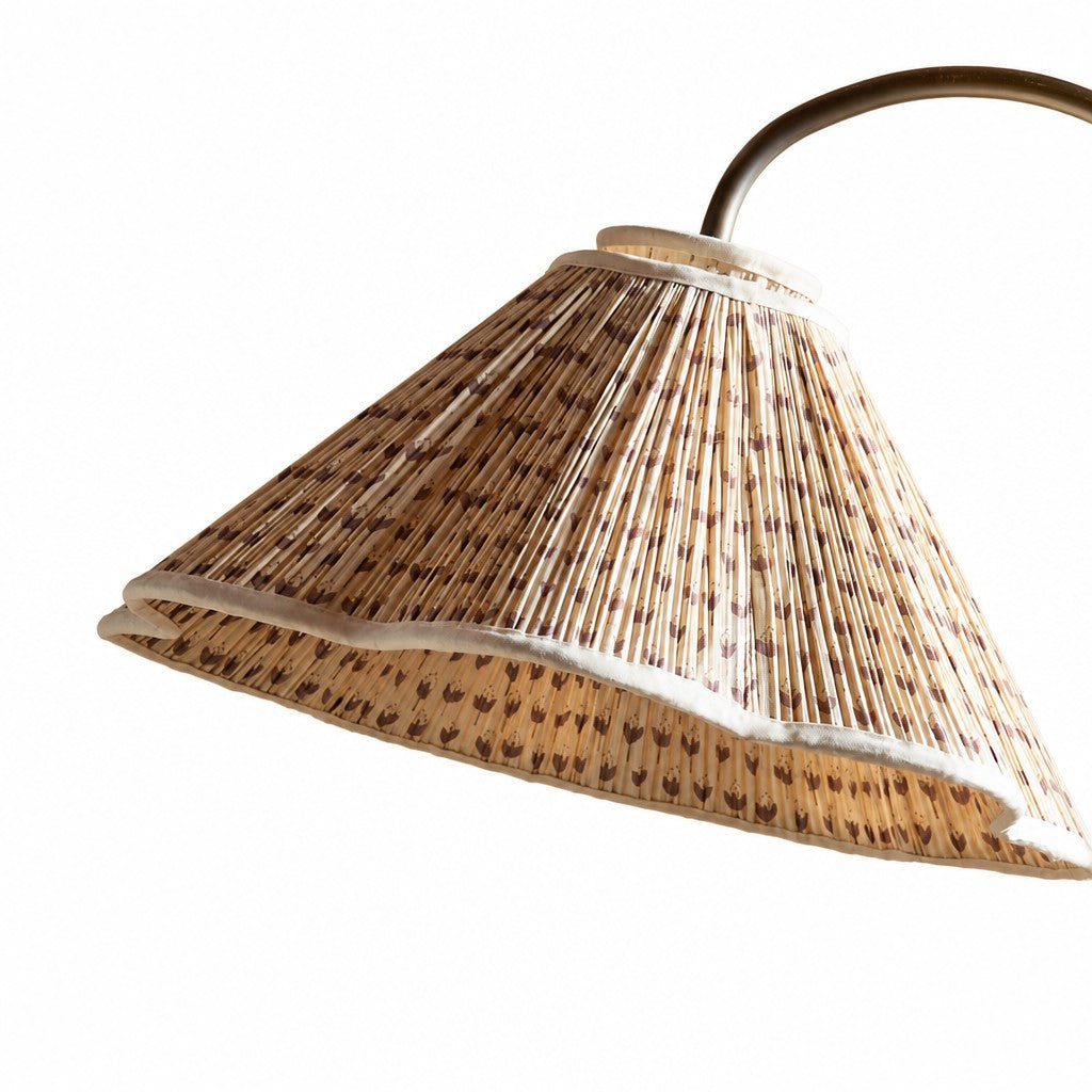 Solmire Floral Gooseneck Floor Lamp - Pleated Fabric Metal Shade for Living Room and Bedroom