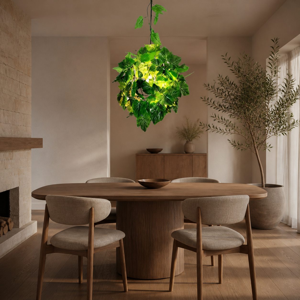 Boltvein Natural-Inspired Pendant Lamp - Botanical-Industrial Fusion Design for Modern Interior Decor U24