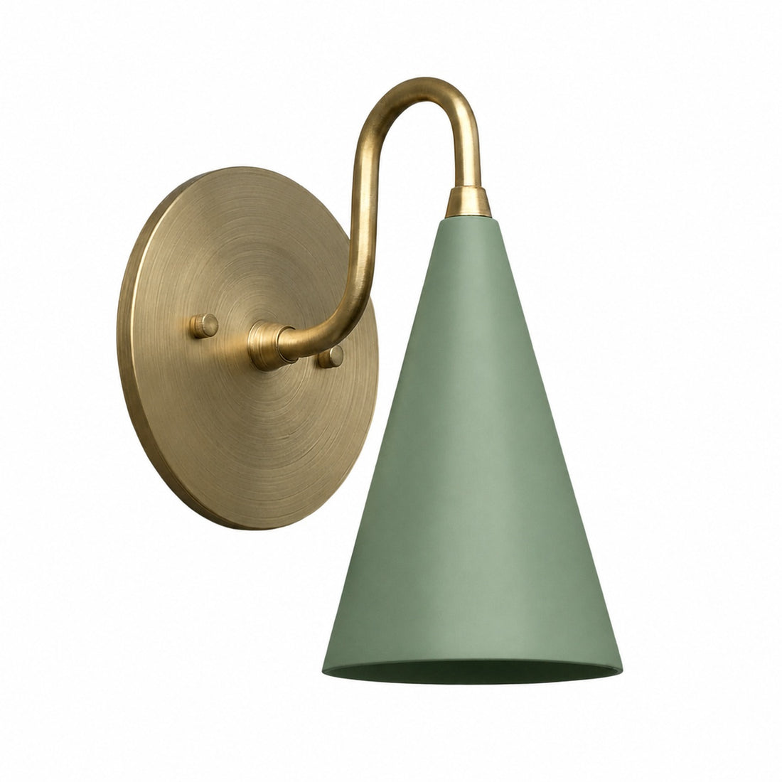 Curva Metal Cone Shade Sconce – Vintage Brass Wall Light for Entryway or Stairwell