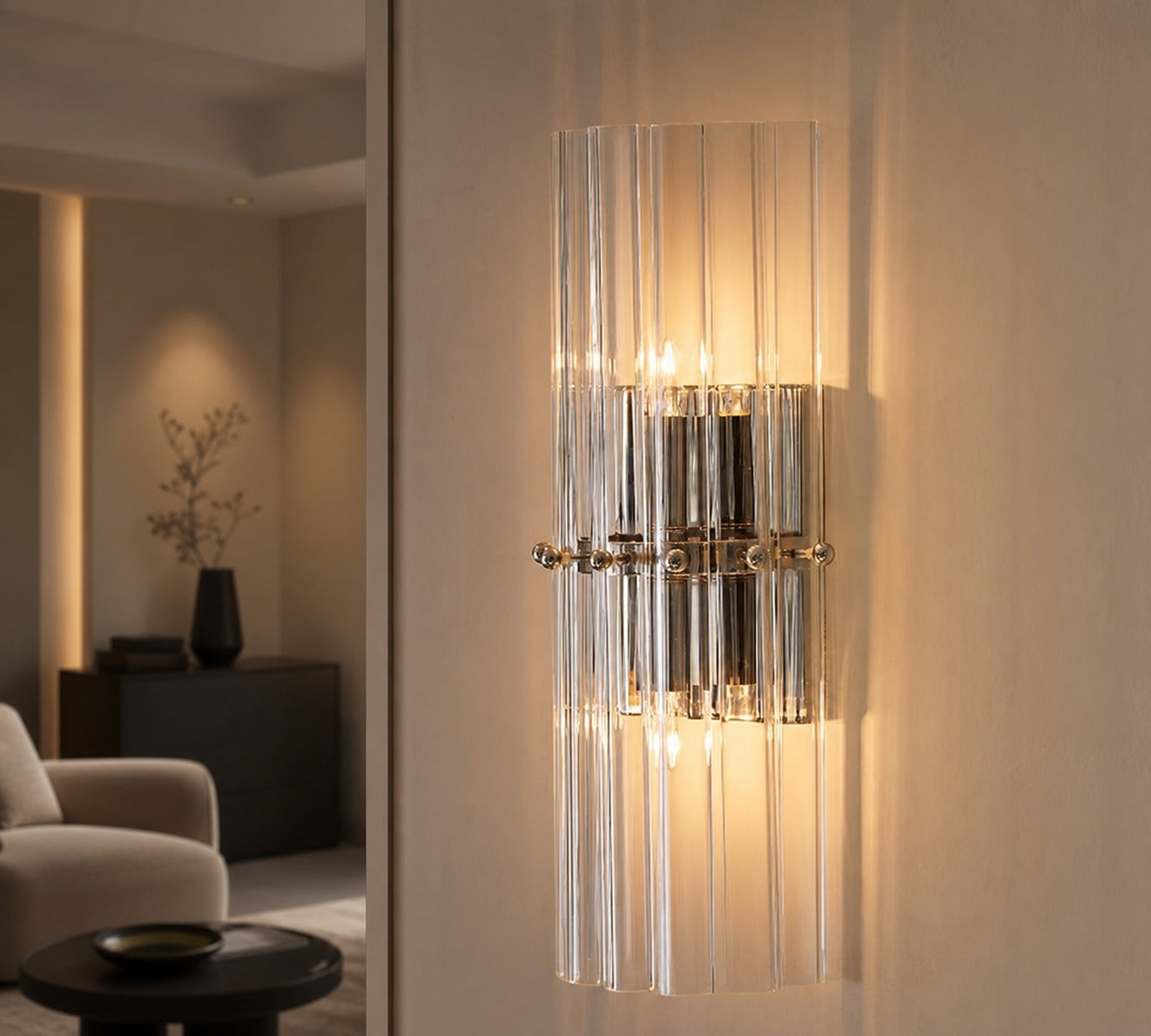 Lumora Crystal Wall Sconce – Elegant Lighting for Hallway & Bedroom