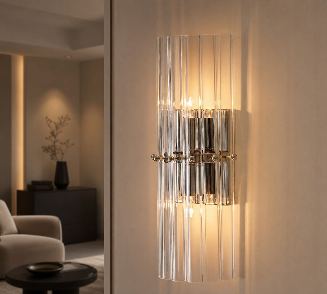 Lumora Crystal Wall Sconce – Elegant Lighting for Hallway & Bedroom