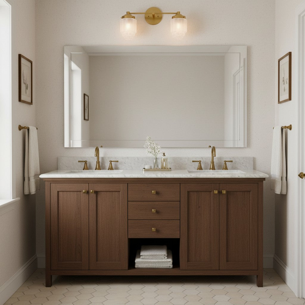 Tierlux Glass Vanity Light - Art Deco Bathroom Fixture with Skyscraper Shades