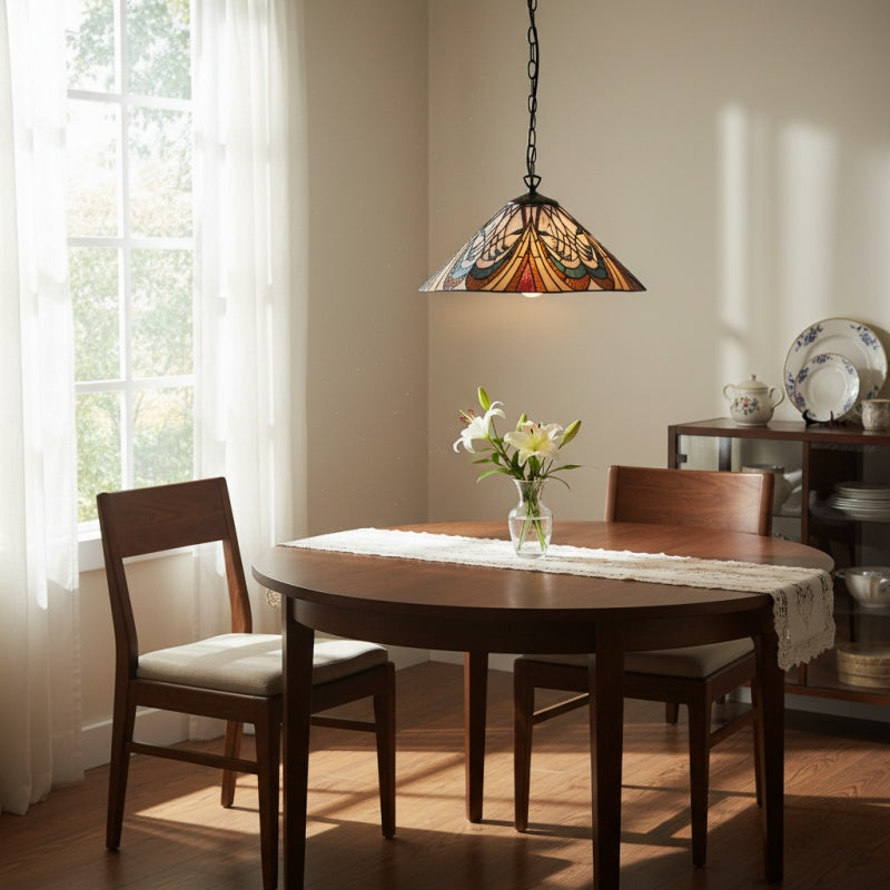 TF Hector Pendant Light – Art Nouveau Stained Glass Decorative Light for Dining or Living Room