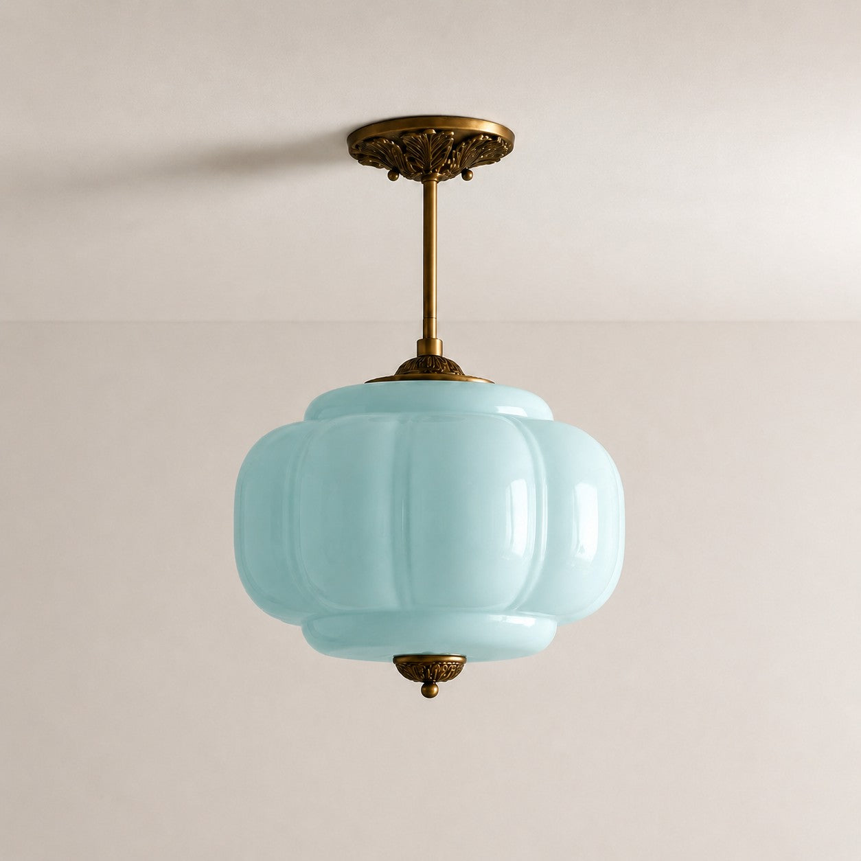 Antique Brass Green Glass Eloise Pendant Light