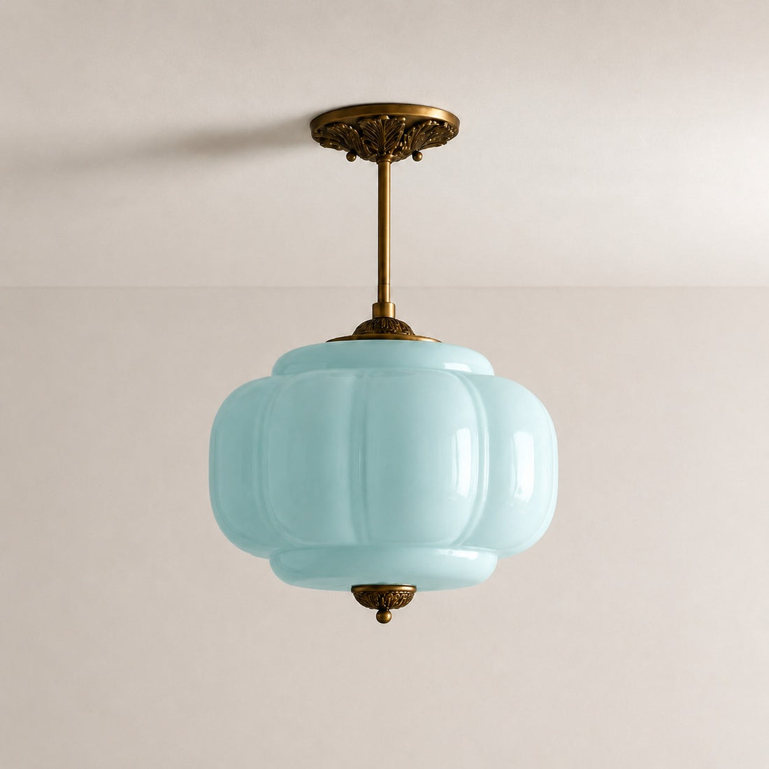 Antique Brass Green Glass Eloise Pendant Light