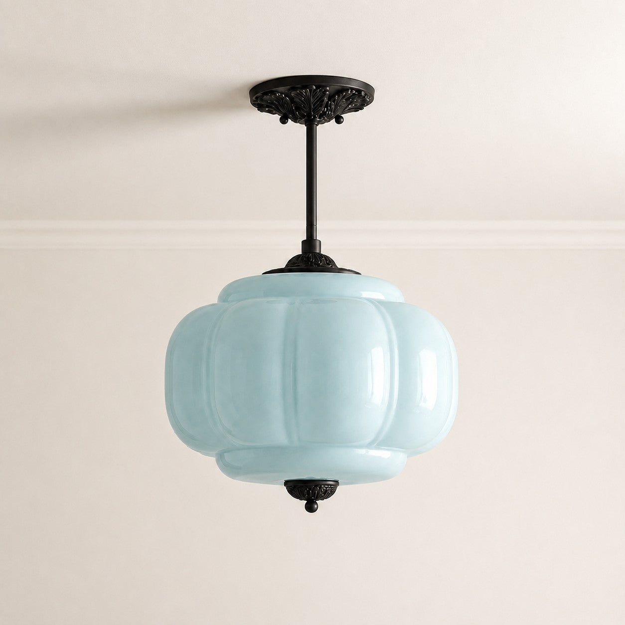 Antique Brass Green Glass Eloise Pendant Light