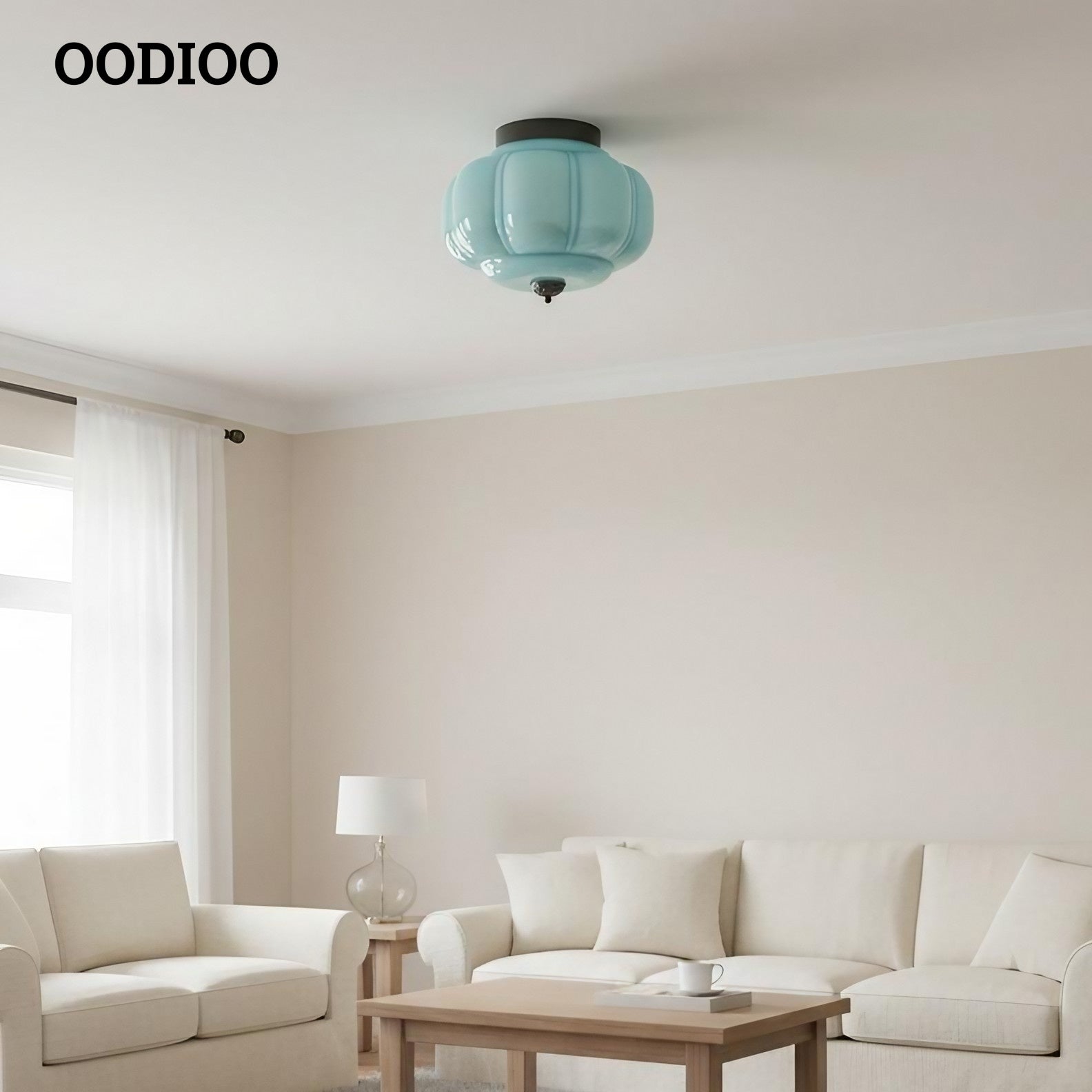 Eloise Retro Milk Glass Semi Flush Mount Ceiling Light