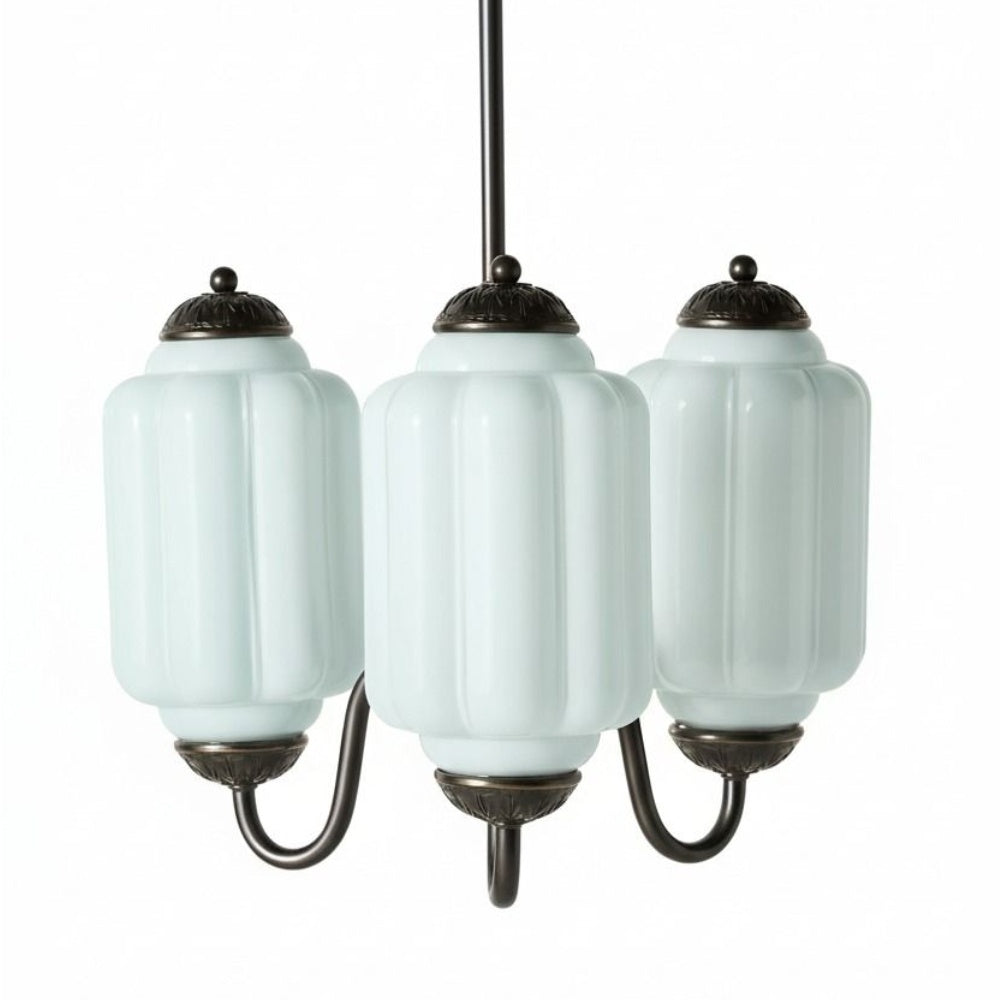 Three-Light Eloise Vintage Chandelier With Milk Glass Shades