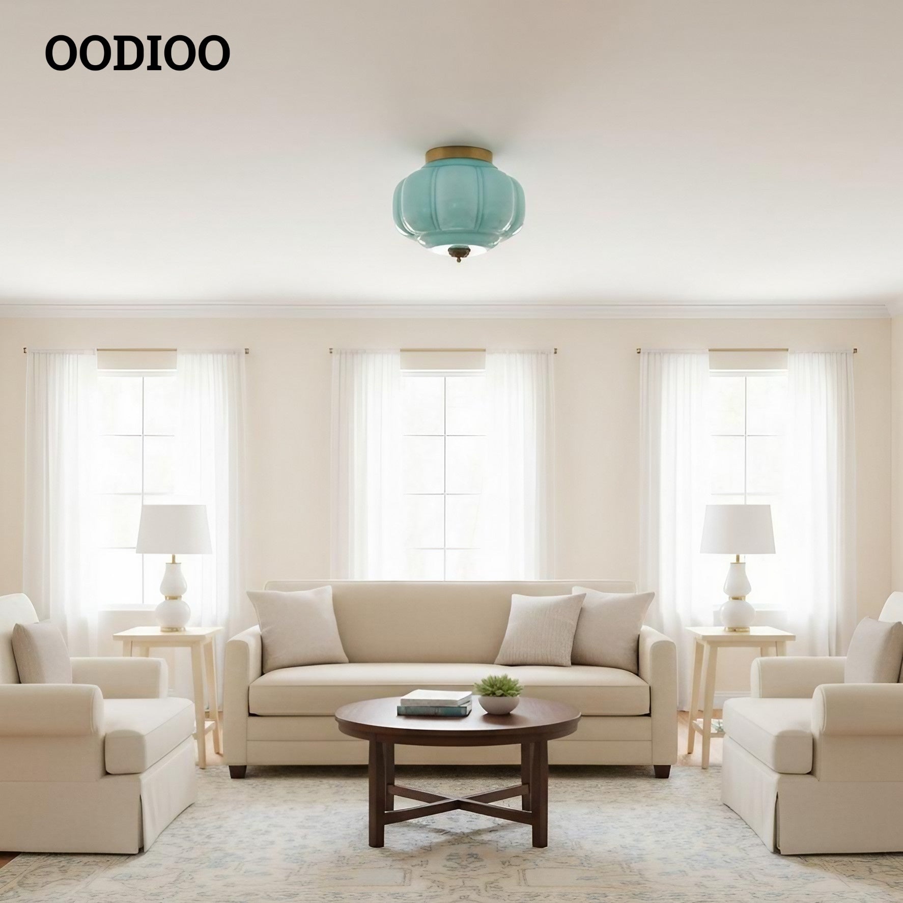 Eloise Retro Milk Glass Semi Flush Mount Ceiling Light