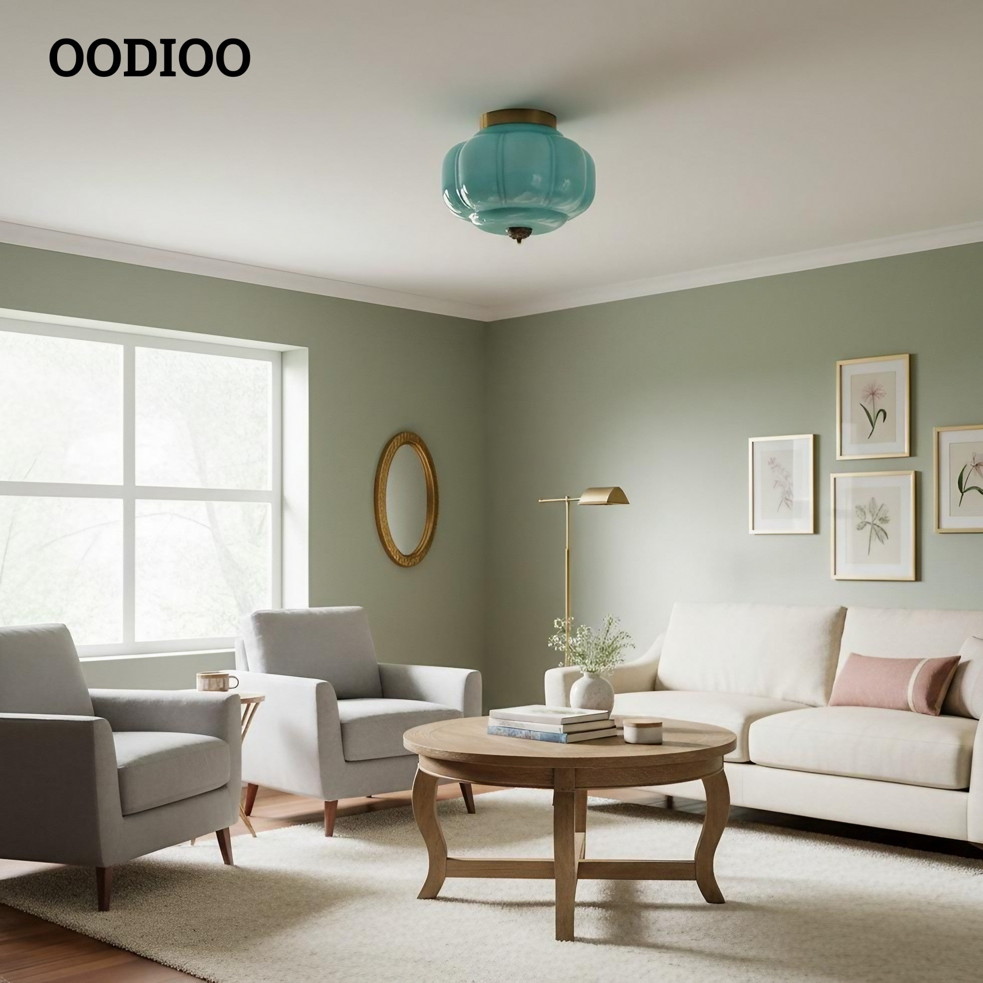 Eloise Retro Milk Glass Semi Flush Mount Ceiling Light