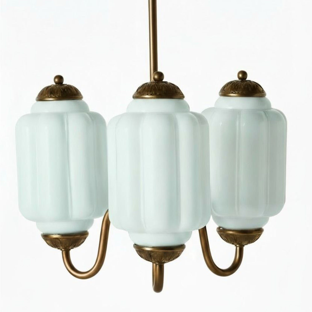 Three-Light Eloise Vintage Chandelier With Milk Glass Shades