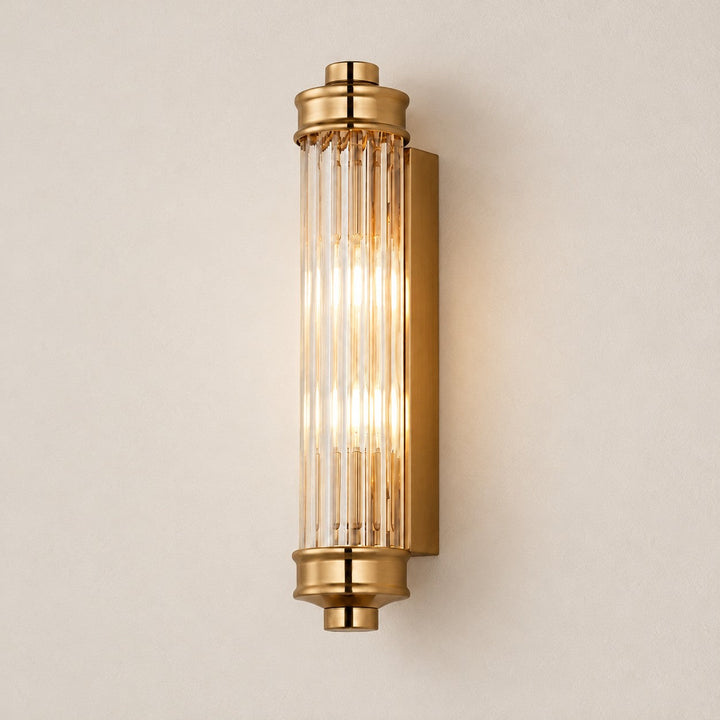 Bravira ribbed cylindrical wall sconce, brass