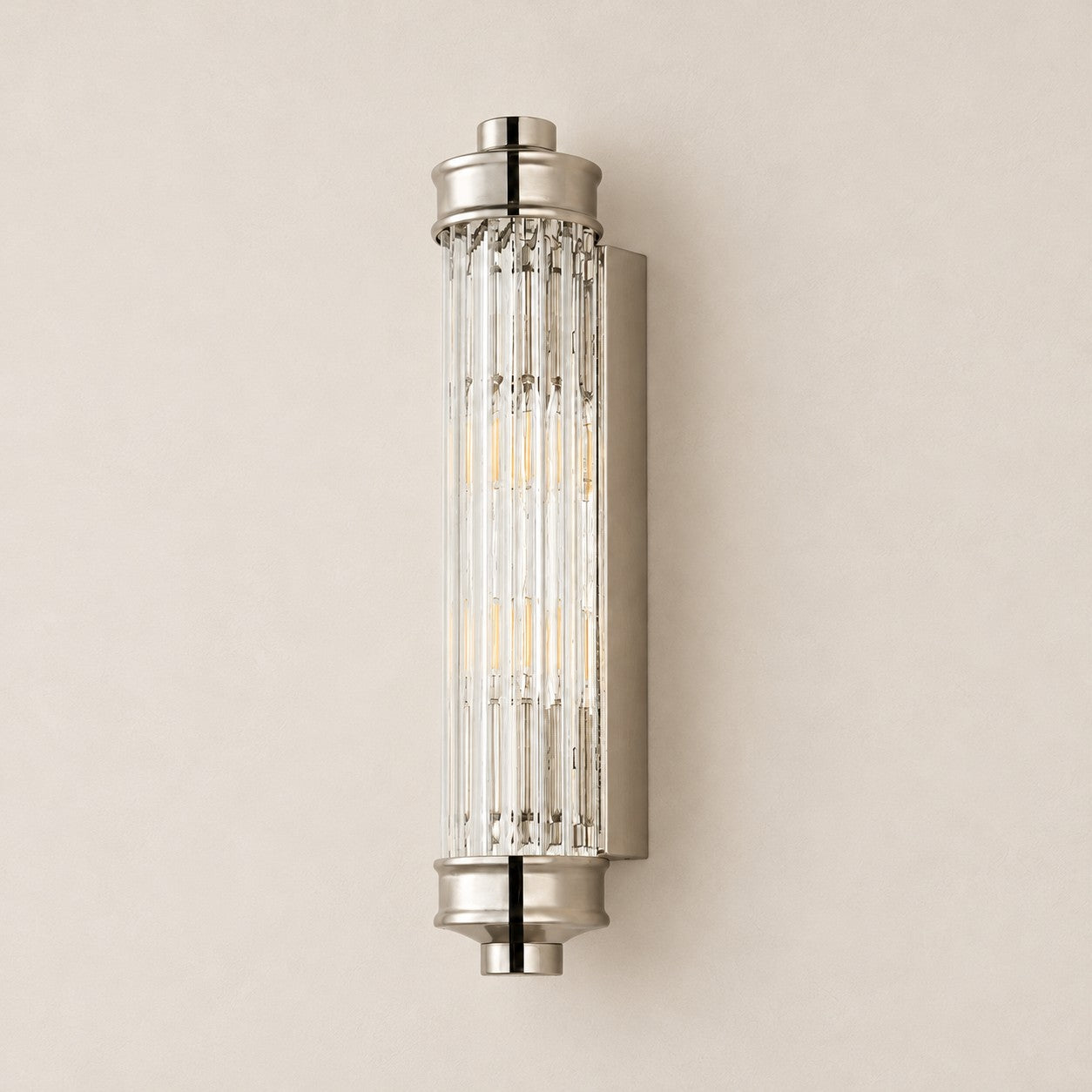 Bravira ribbed cylindrical wall sconce, nickel