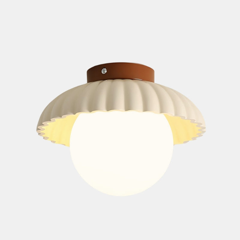 Modern Cream Alien Ceiling Light -  Flower Bud Stained Glass Flush Light