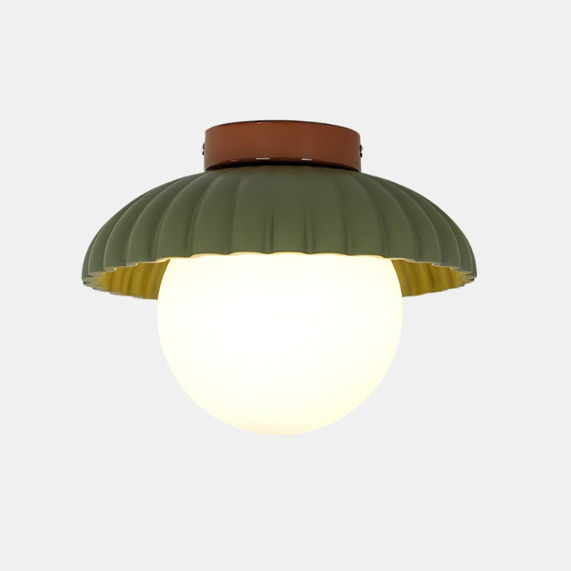 Modern Cream Alien Ceiling Light -  Flower Bud Stained Glass Flush Light