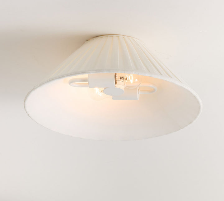 Luvora Pleated Shade Flush Mount - Fabric Round Design for Low Ceilings
