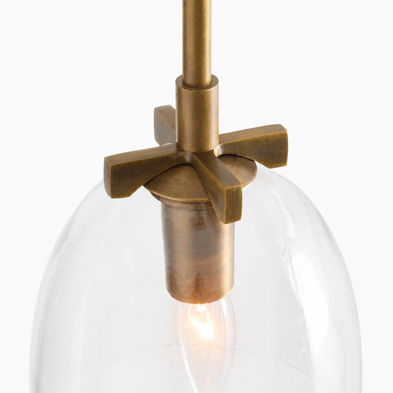 Auria Metal Brass Pendant Lighting - Vintage Finish with Glass Shade