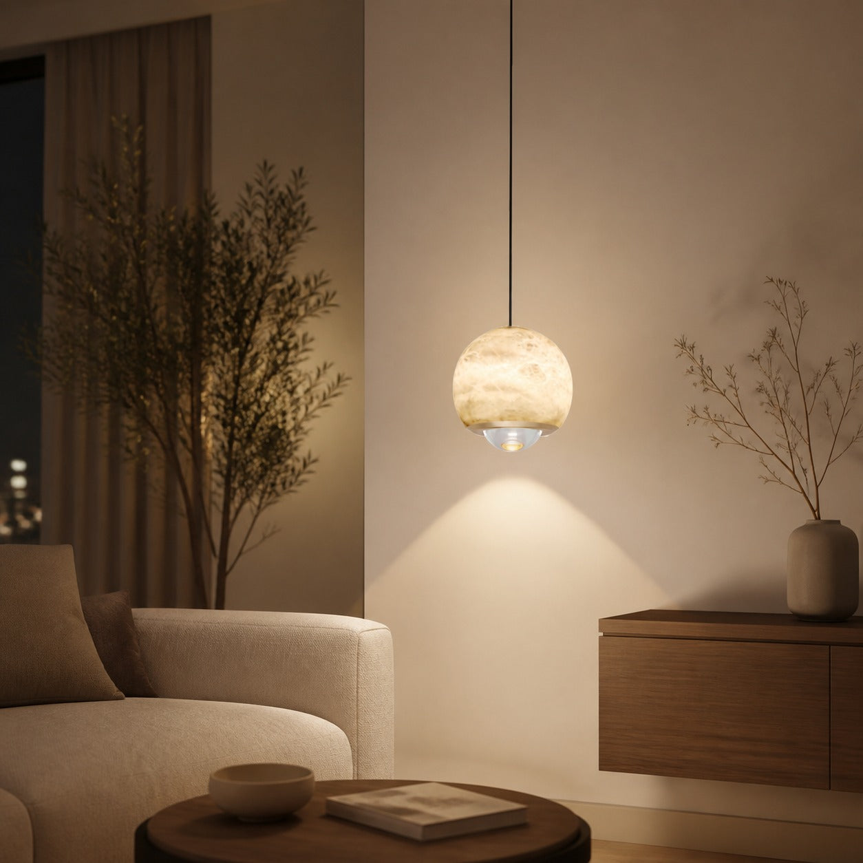 Ferox Alabaster Pendant Light