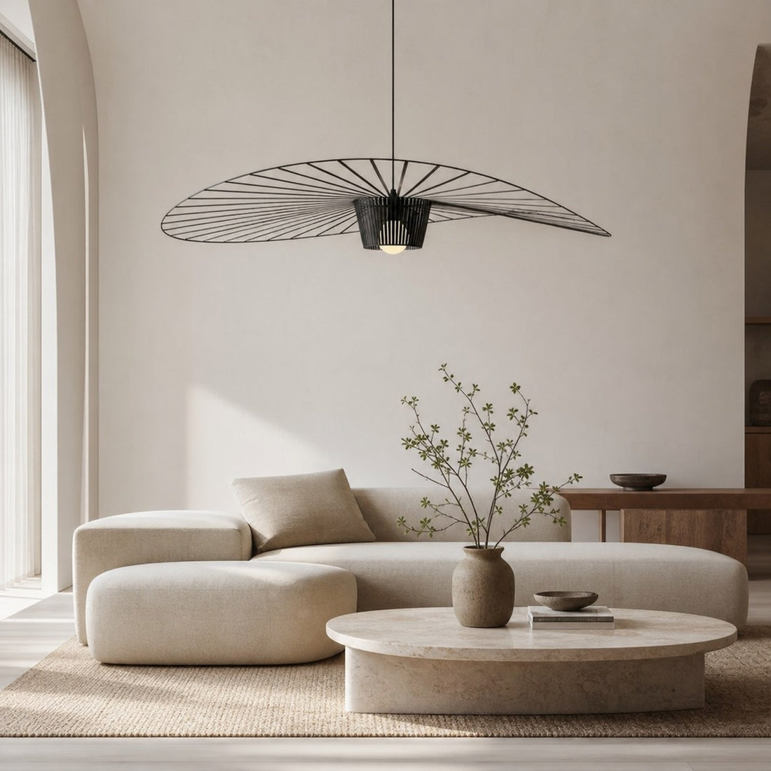 Spirava Modern Straw Pendant Light – Minimalist Sculptural Ceiling Lamp for Living Room N50