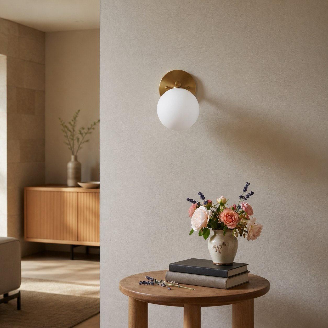Glorica Glass Wall Sconce - Frosted Globe Light