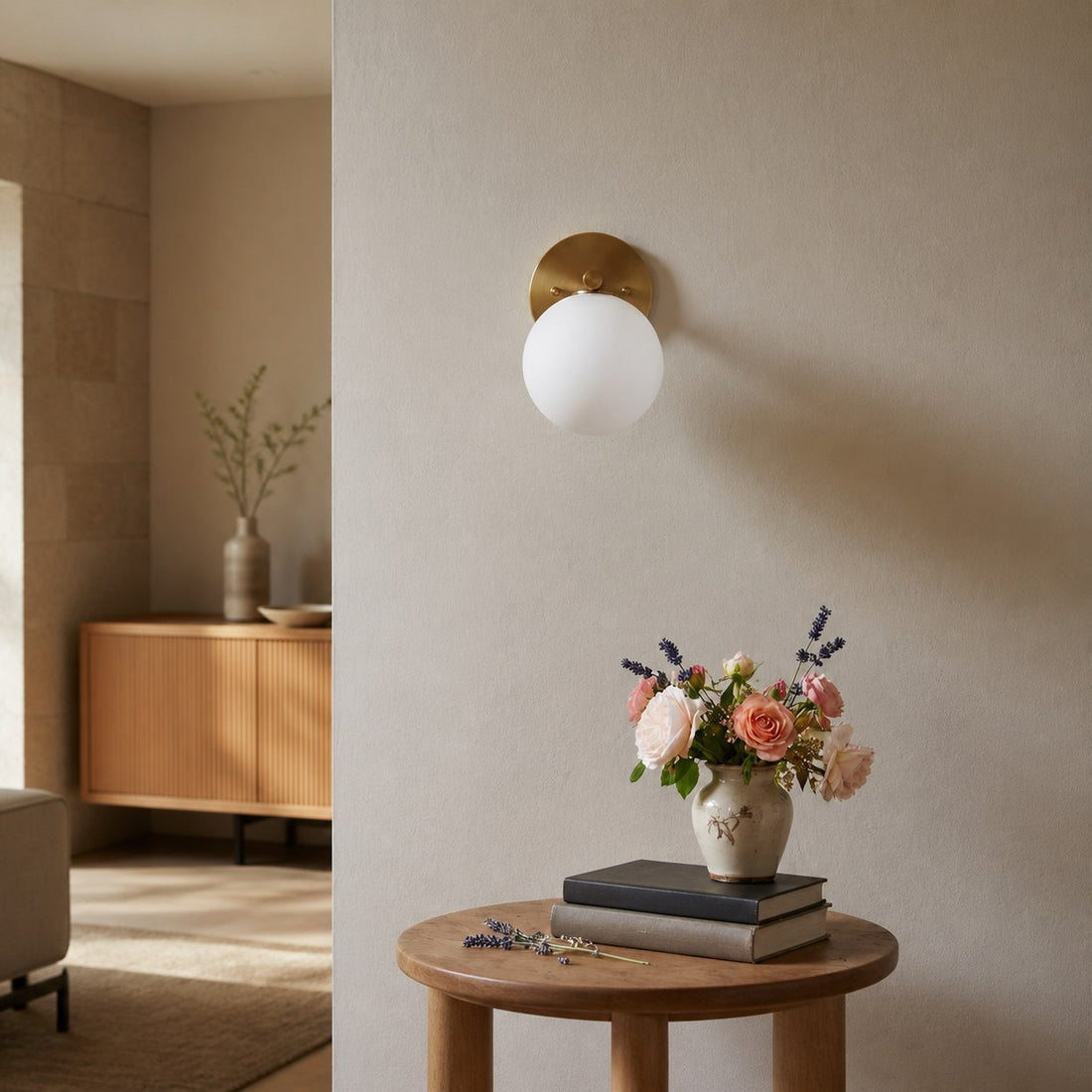Glorica Glass Wall Sconce - Frosted Globe Light
