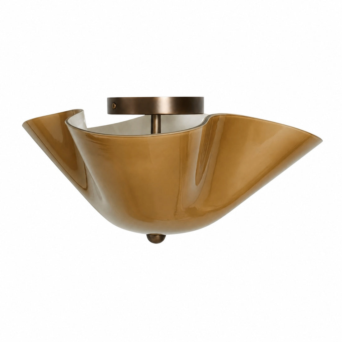Bellina Glass Flush Mount Ceiling Light - Brass Accent Modern Fixture