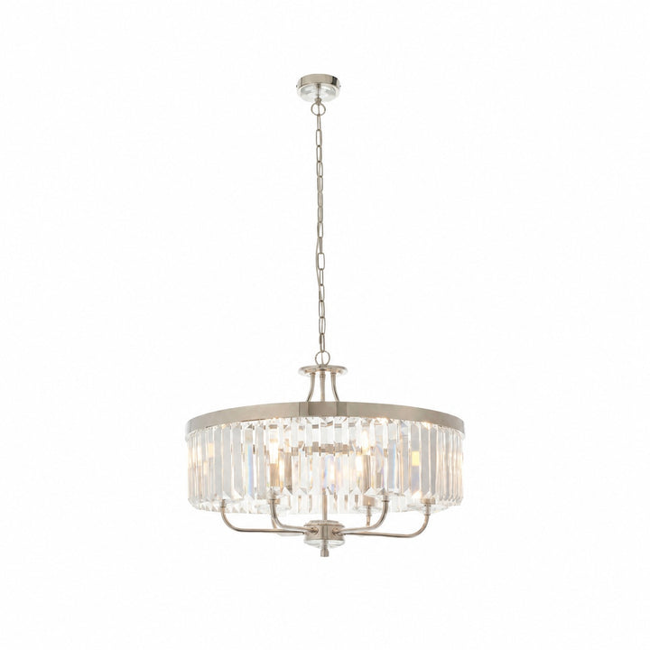 Beveline 6 Light Round Pendant - Cut Glass Shades Elegant Metal Frame for Dining Kitchen Island