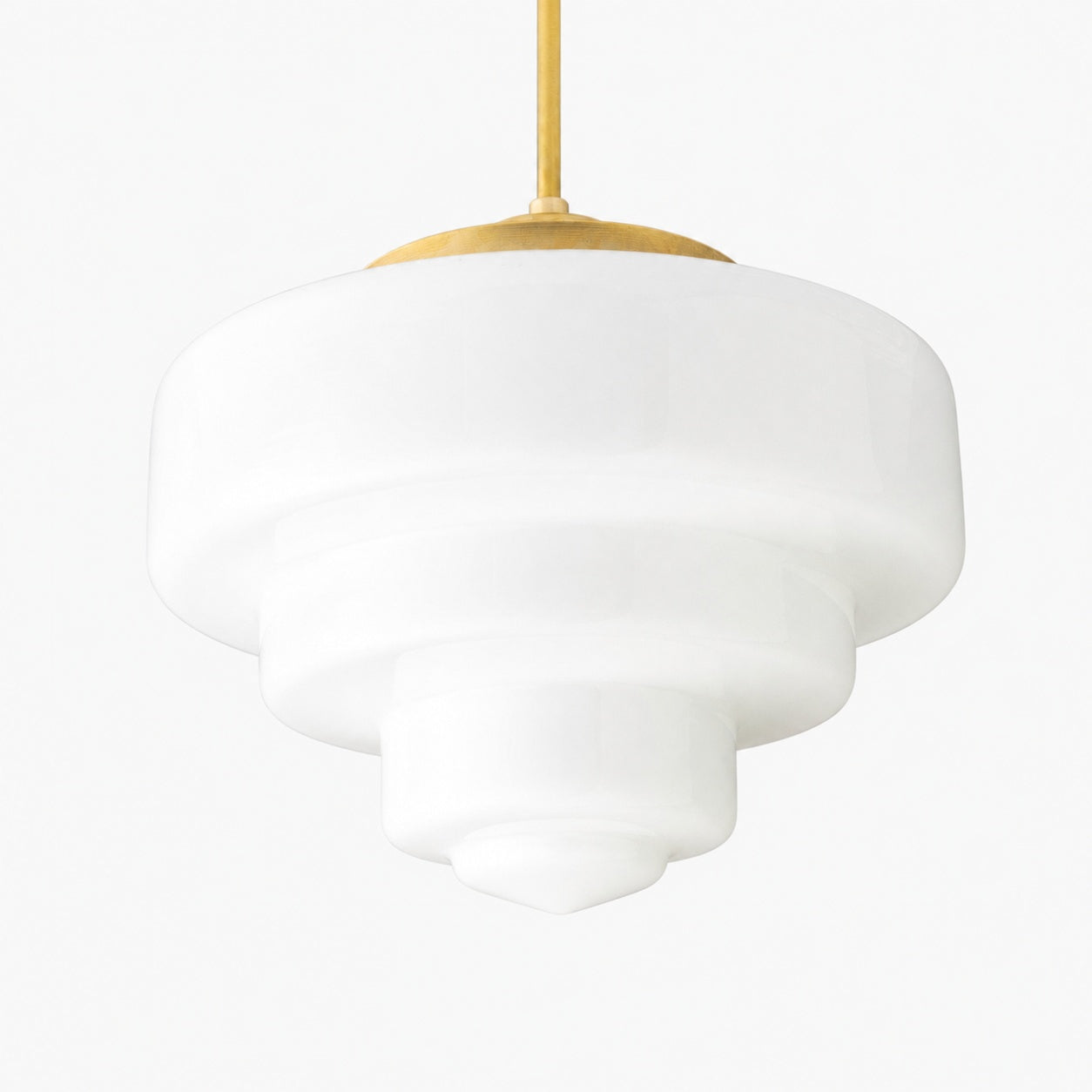 Geotower Glass Brass Pendant Light – Art Deco Opal Globe Ceiling Fixture