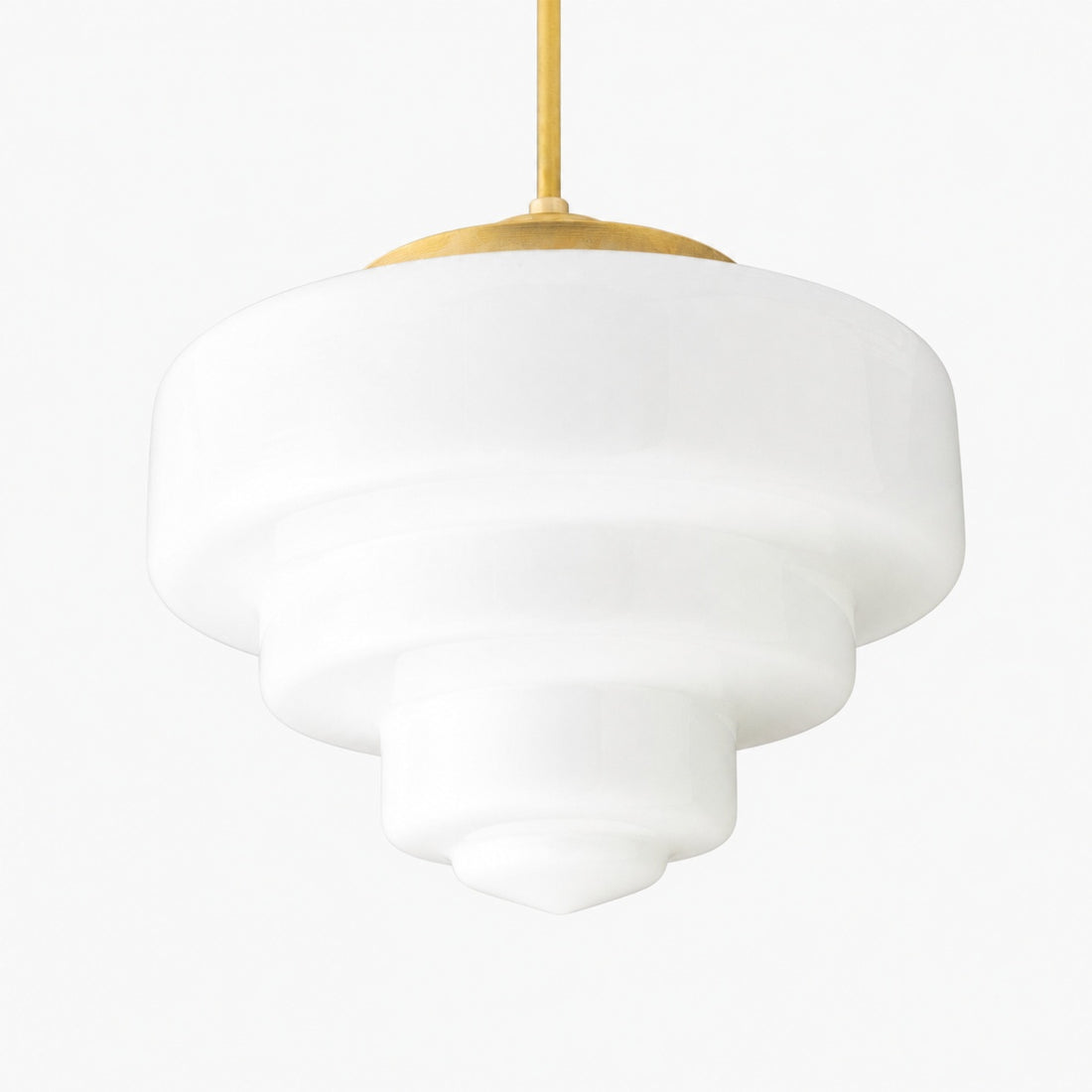 Geotower Glass Brass Pendant Light – Art Deco Opal Globe Ceiling Fixture