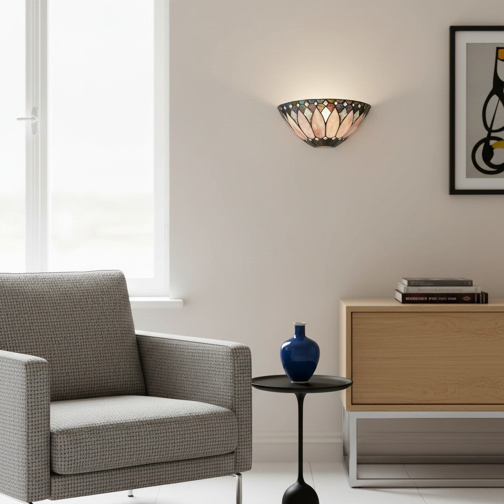 TF Brooklyn Elegant Wall Light - Art Deco Glass Wall Sconce for Living Room or Hallway