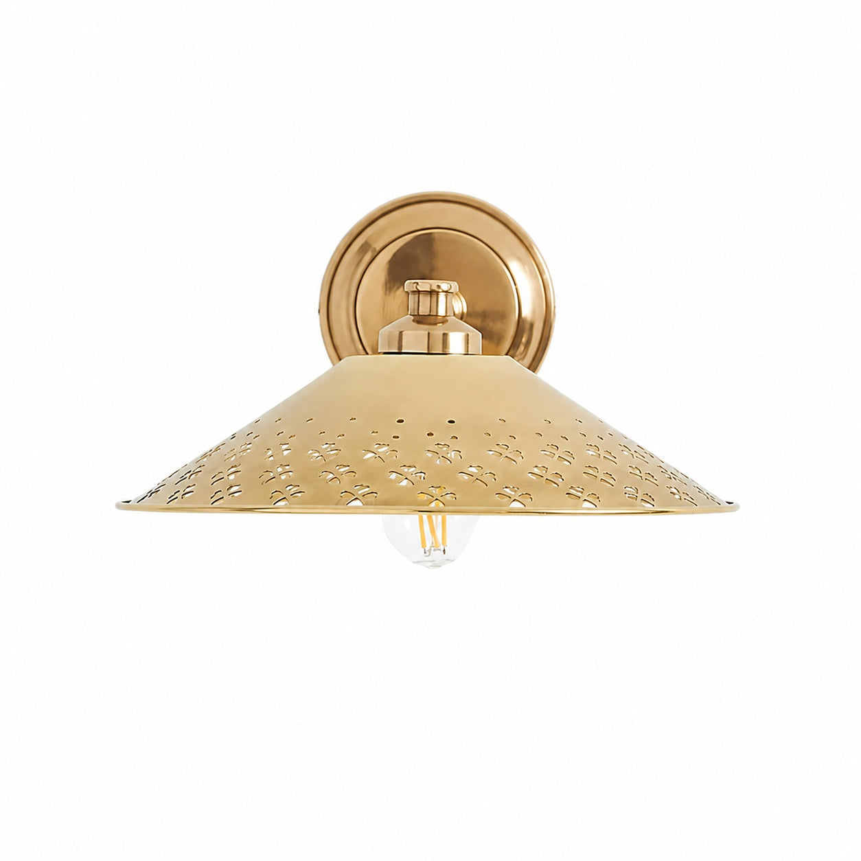 Auriglow Modern Wall Sconce – Brass Perforated Light for Bedroom or Hallway