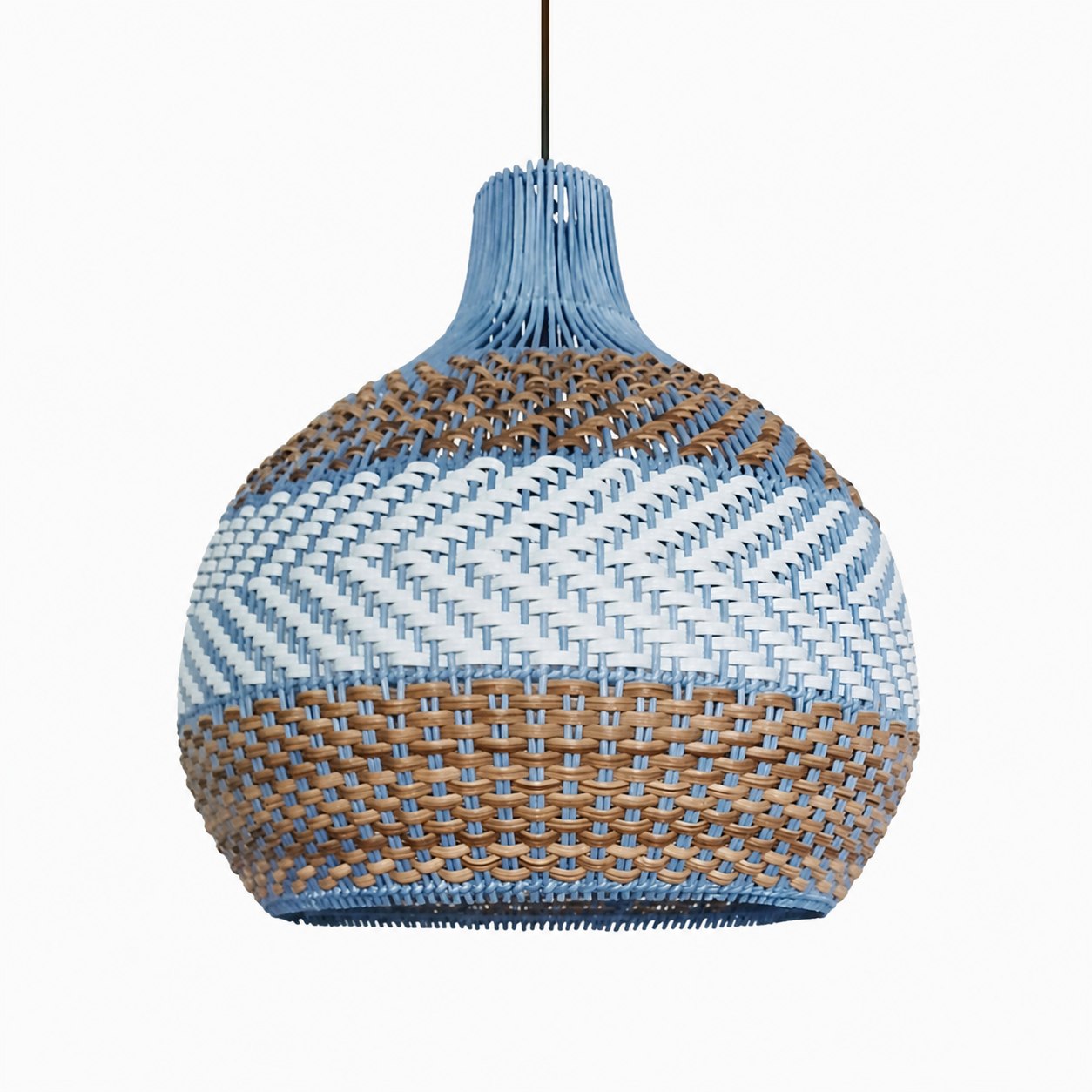 Handwoven Blue Rattan Pendant Light